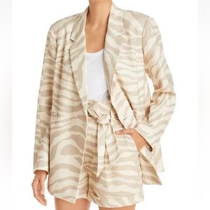 ANINE BING Women’s Kaia Linen Blazer Sand Zebra Size Medium